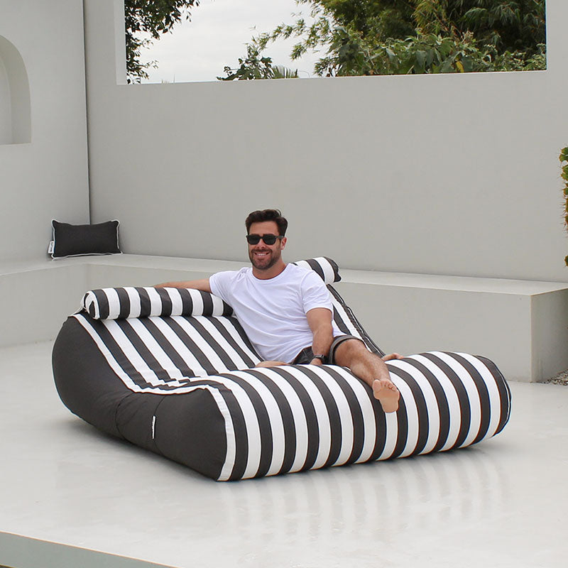 Oyster Black Stripe Nevaeh Double Sunbed by Mooi Living