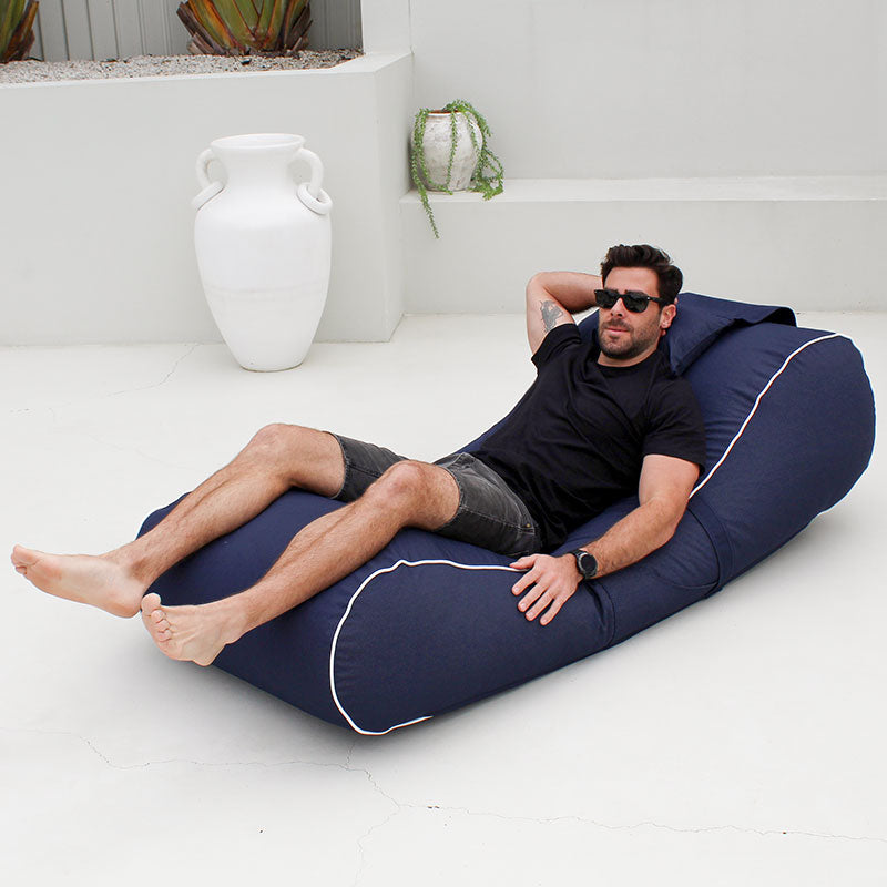 Navy Isla Sunlounger Bean Bag by Mooi Living