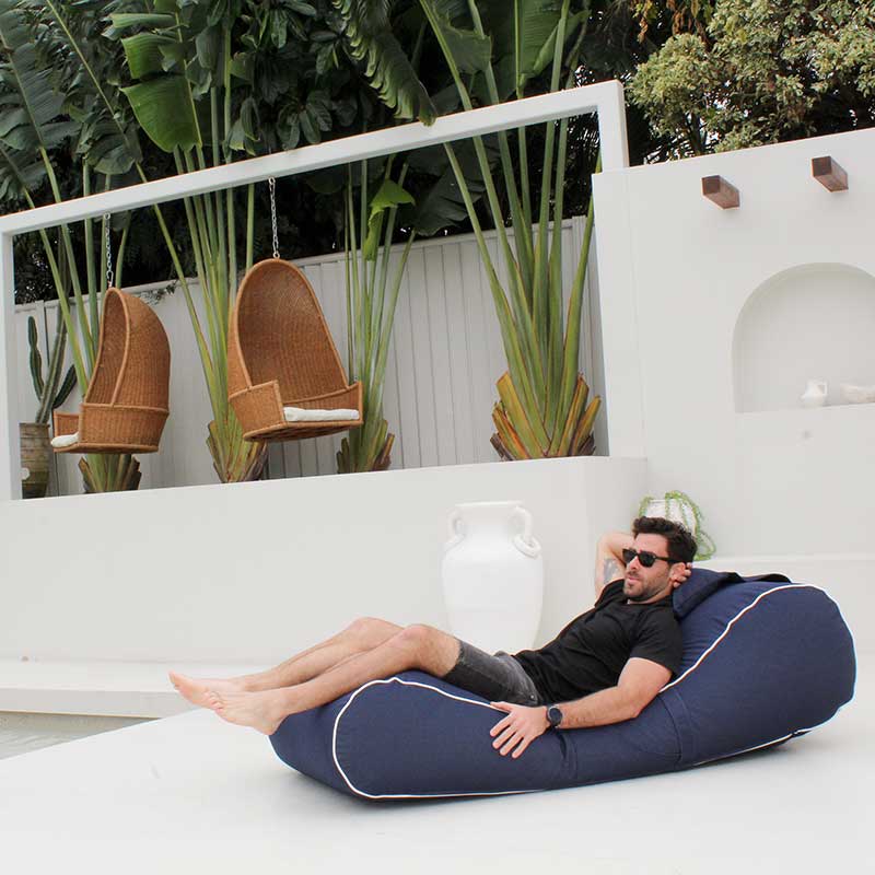 Navy Isla Sunlounger Bean Bag by Mooi Living