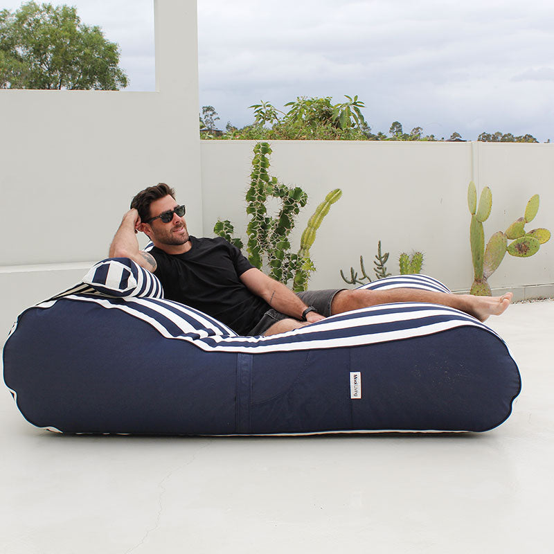 Navy & White Stripe Nevaeh Sunbed Bean Bag