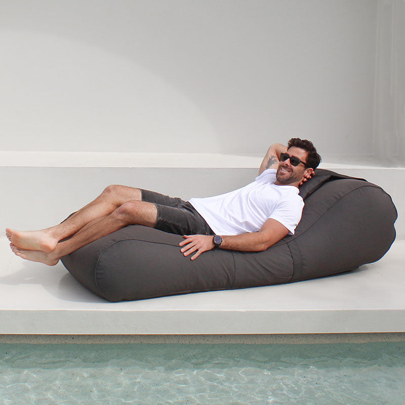 Oyster Black Isla Sunlounger Bean Bag by Mooi Living