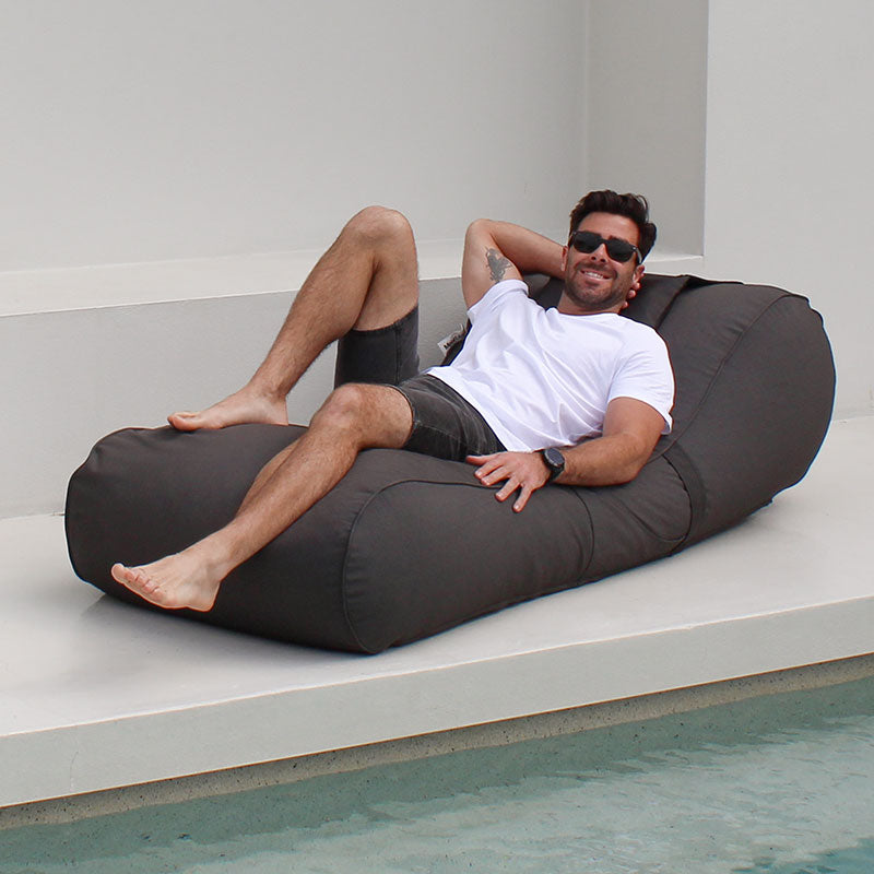 Oyster Black Isla Sunlounger Bean Bag by Mooi Living