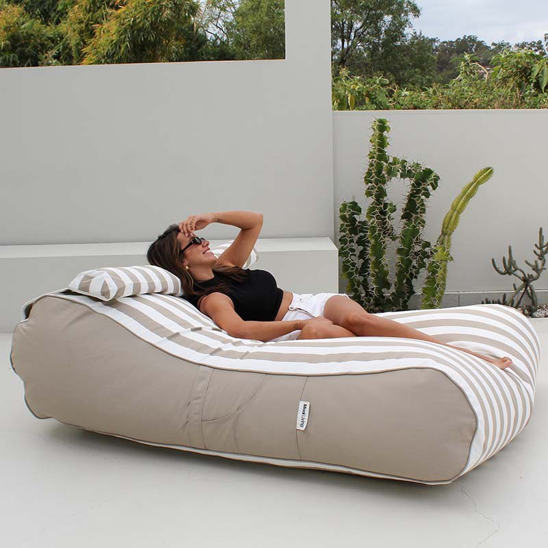 Taupe & White Stripe Nevaeh Sunbed Bean Bag