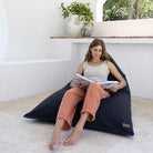 Canvas Triangle Bean Bag Chair | Black | Mooi Living