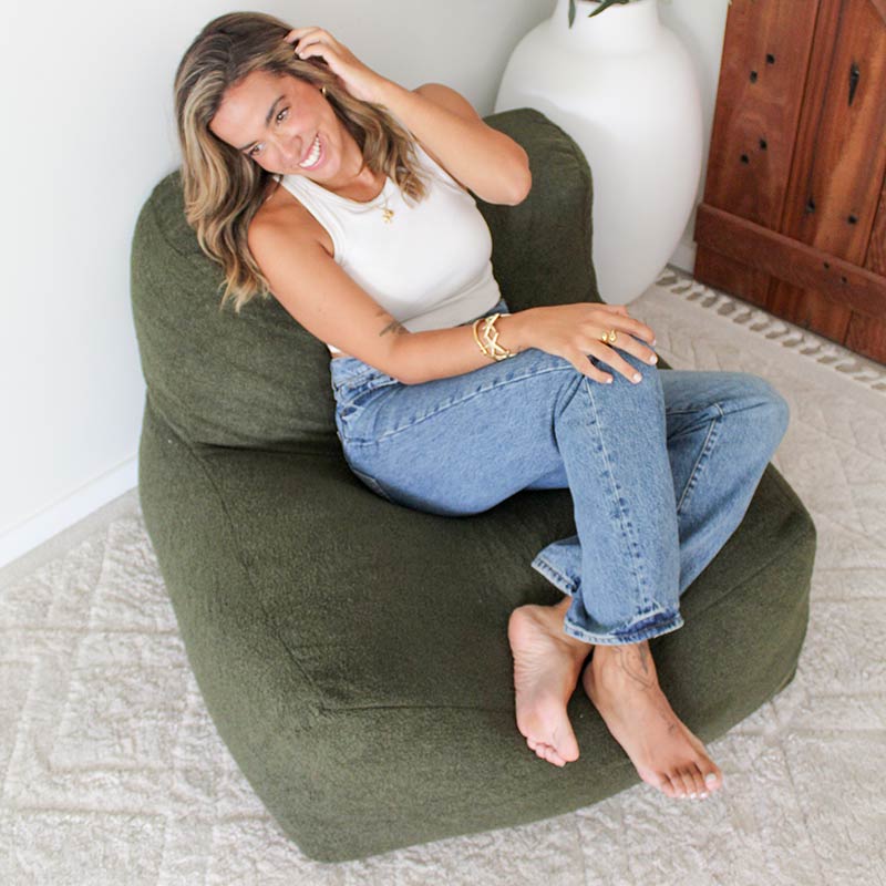 Designer Indoor Bean Bags - Olive Green Hallie Chair by Mooi Living