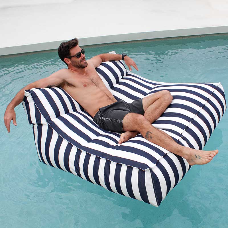 Navy Stripe Lana Lounger Bean Bag by Mooi Living