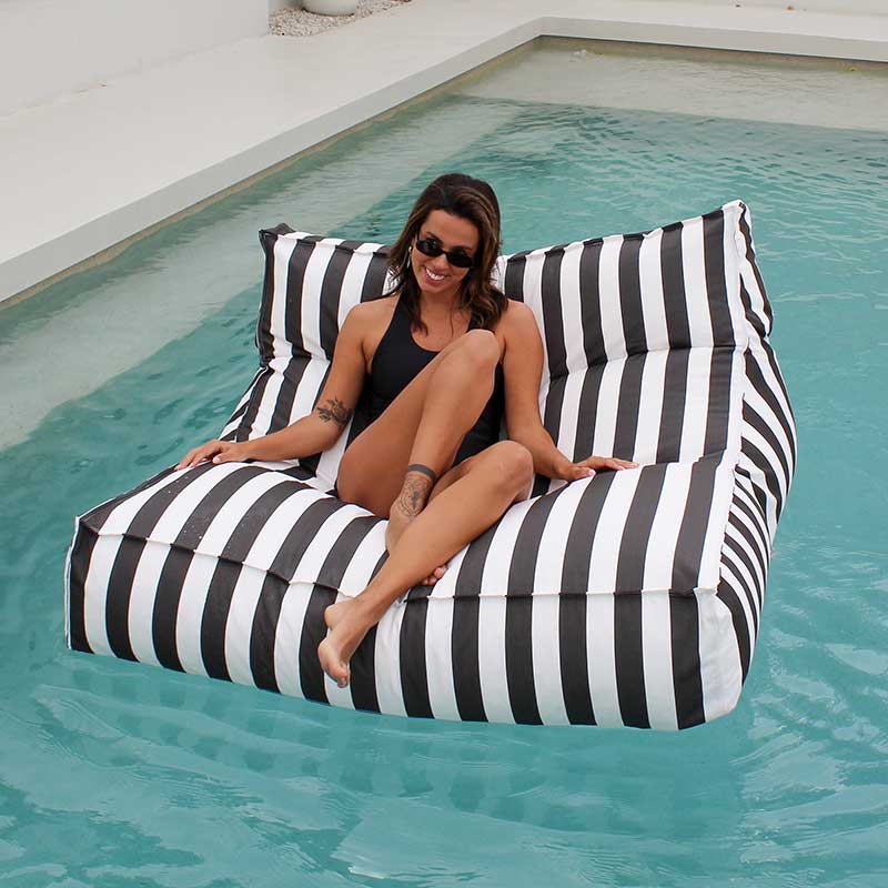 Oyster Black Stripe Lana Lounger Bean Bag Float by Mooi Living