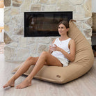 Canvas Triangle Bean Bag Chair | Tan | Mooi Living