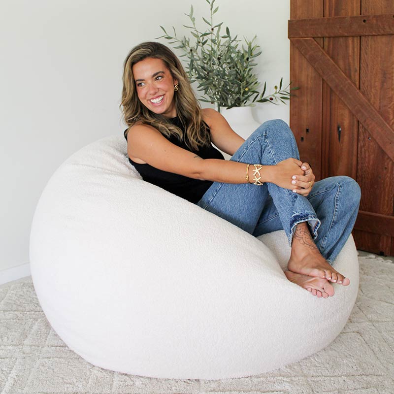 Designer Indoor Bean Bags - Creme Plush Pod by Mooi Living