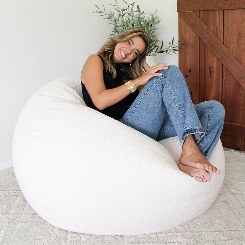 Designer Indoor Bean Bags - Creme Plush Pod by Mooi Living