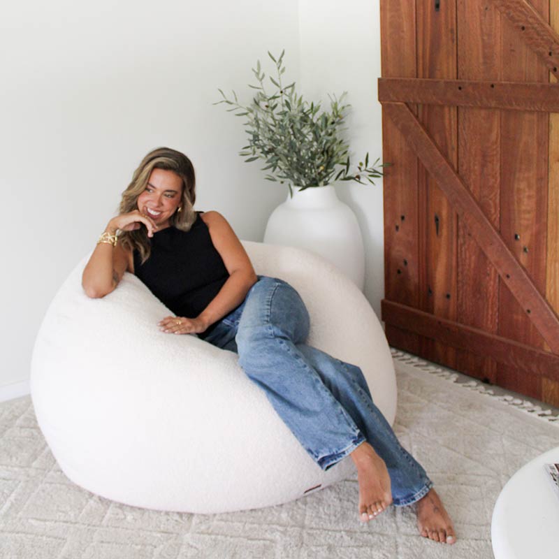 Designer Indoor Bean Bags - Creme Plush Pod by Mooi Living