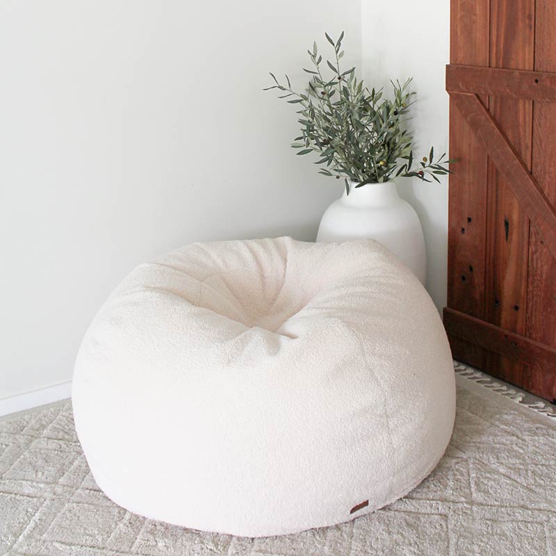 Designer Indoor Bean Bags - Creme Plush Pod by Mooi Living