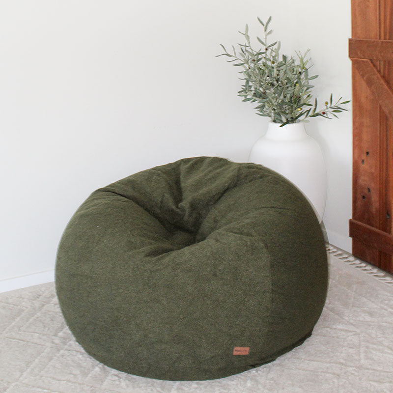 Designer Indoor Bean Bags - Olive Green Plush Pod by Mooi Living