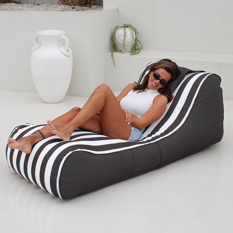 Oyster Black Stripe Cojelo Sunlounger by Mooi Living