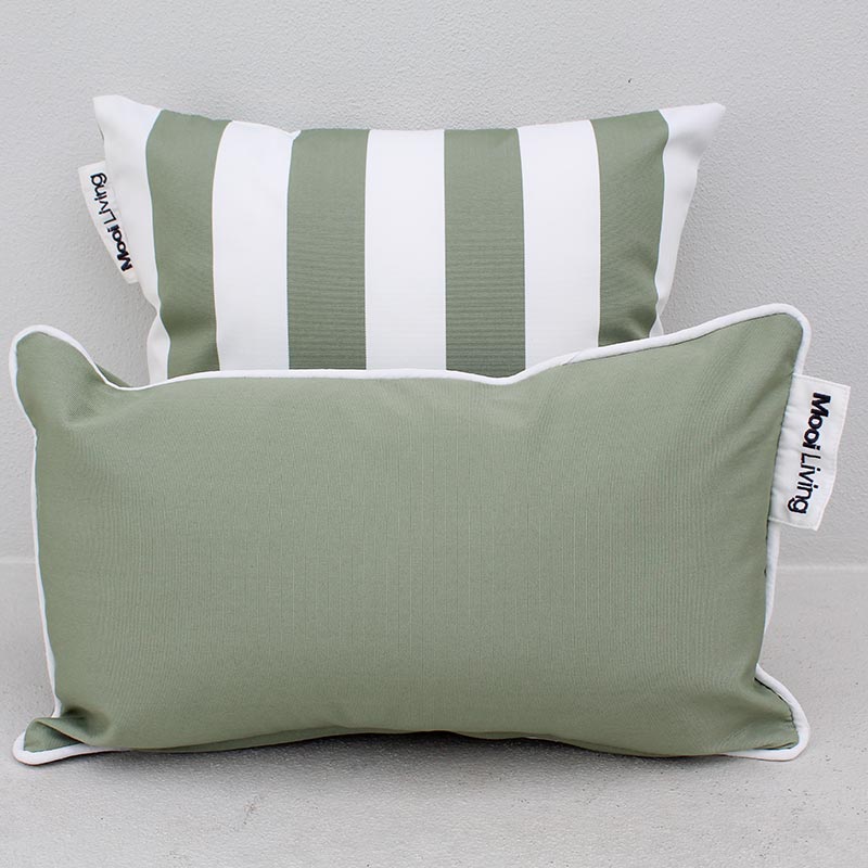 Green and white striped outdoor cushions best sale