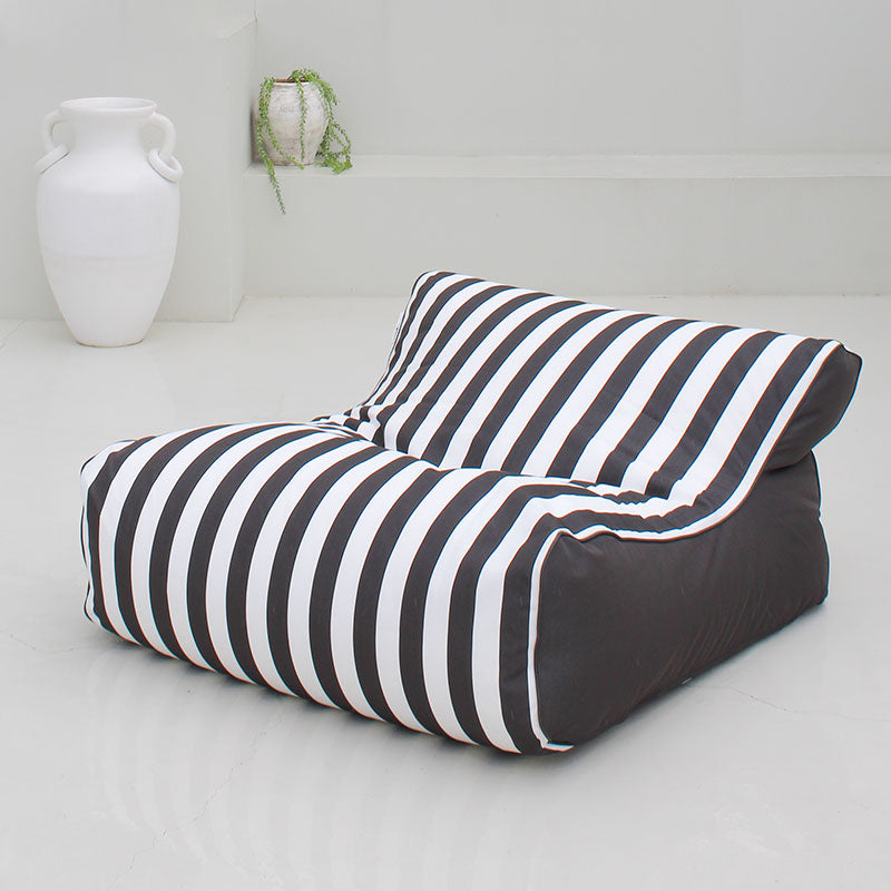 Stripe Oyster Black & White Chill UV Double Lounger