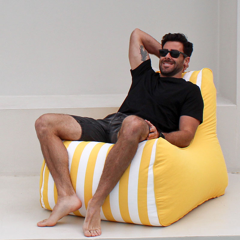 Yellow Stripe Bora Bora Bean Bag Chair by Mooi Living