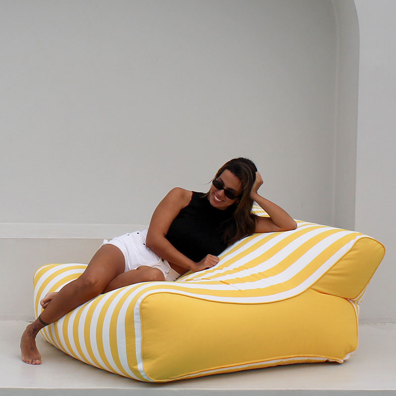 Stripe Yellow & White Chill UV Double Lounger