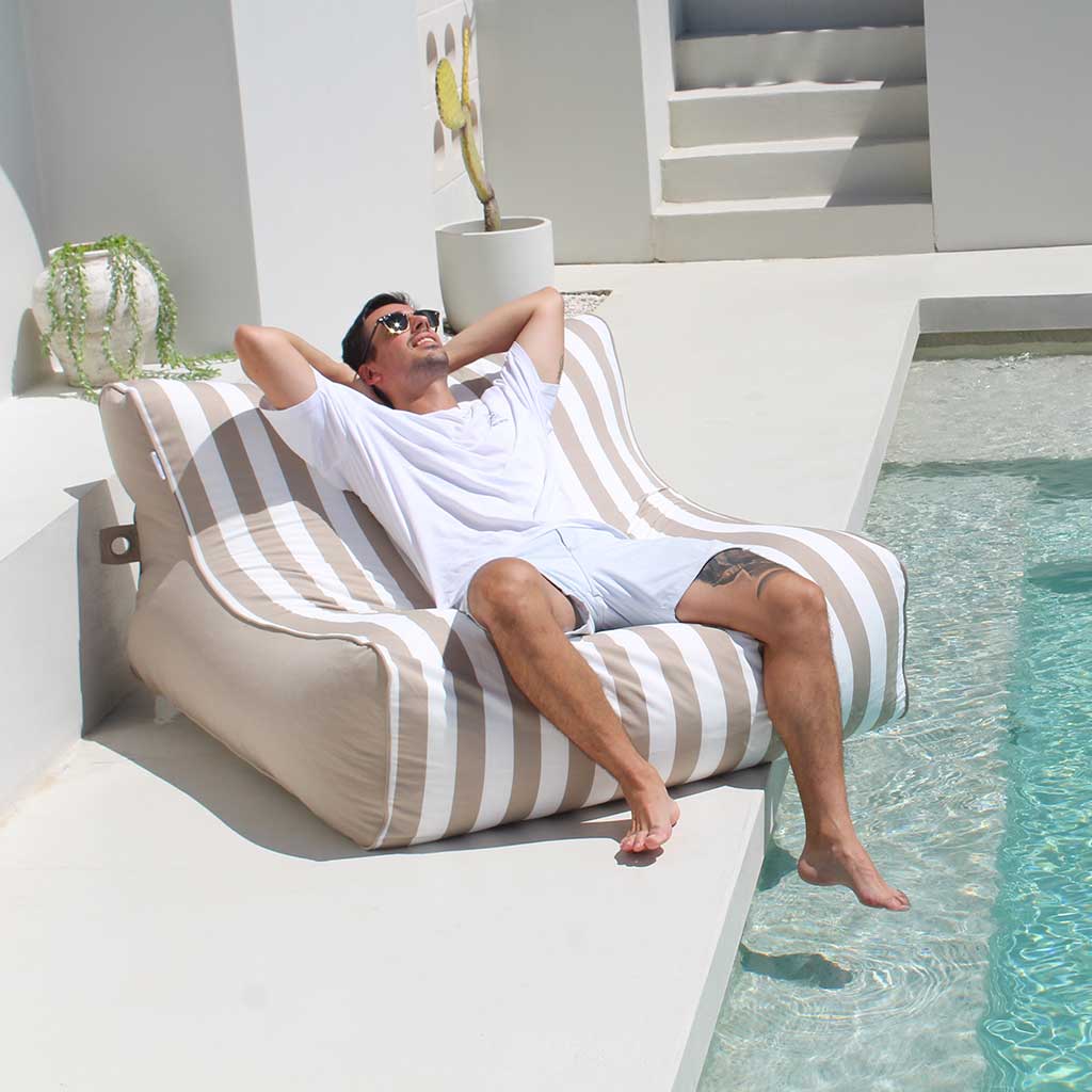 Taupe Stripe Chill UV Double Seater Lounger by Mooi Living